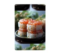 WHJDPP Tableau décoratif pour sushi au saumon frais 20,3 x 30,5 cm, fabriqué en fer blanc, résistant à l'usure et durable