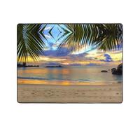 WHJDPP Tapis antidérapant en flanelle pour salon, bureau et chambre à coucher Motif coucher de soleil sur la plage 160 x 121,9 cm
