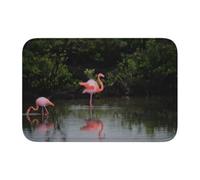 WHJDPP Tapis de bain en polyester de haute qualité avec ourlet imprimé flamants roses - Durable et facile d'entretien pour salles de bains, coiffeuses et suites d'invités