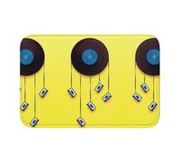 WHJDPP Tapis de bain en polyester de haute qualité pour salle de bains, coiffeuse et suites d'invités - Motif imprimé disques vinyles et bandes adhésives - 101,6 x 152,4 cm