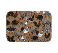 WHJDPP Tapis de bain imprimé coq et poulet - 101,6 x 152,4 cm - Polyester de haute qualité - Revêtement de sol antidérapant - Durable et facile d'entretien pour salles de bains, coiffeuses et suites