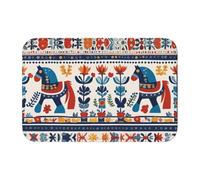 WHJDPP Tapis de salle de bain ultra absorbant avec dos antidérapant et polyester résistant à la décoloration Motif chevaux suédois 101,6 x 152,4 cm