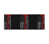 WHJDPP Tapis de souris étendu avec drapeau rouge hache de pompier 30,5 x 80 cm