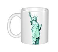 WHJDPP Tasse colorée en céramique avec statue de la reine de la liberté pour cappuccino, latte, céréales, yaourt, lait, boissons chaudes ou froides, four à micro-ondes