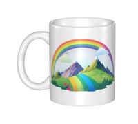 WHJDPP Tasse en céramique arc-en-ciel derrière la montagne pour cappuccino, latte, céréales, yaourt, lait, boissons chaudes ou froides, four à micro-ondes