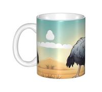 WHJDPP Tasse en céramique avec image d'autruche pour cappuccino, latte, céréales, yaourt, lait, boissons chaudes ou froides, four à micro-ondes