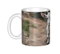 WHJDPP Tasse en céramique avec image de chèvre mignonne pour cappuccino, latte, céréales, yaourt, lait, boissons chaudes ou froides, four à micro-ondes