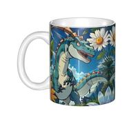 WHJDPP Tasse en céramique avec image de dinosaure pour cappuccino, latte, céréales, yaourt, lait, boissons chaudes ou froides, four à micro-ondes