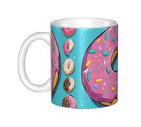 WHJDPP Tasse en céramique avec image de donut pour cappuccino, latte, céréales, yaourt, lait, boissons chaudes ou froides, four à micro-ondes