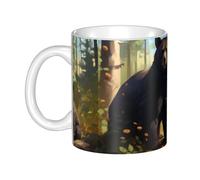 WHJDPP Tasse en céramique avec image de famille d'ours noirs pour cappuccino, latte, céréales, yaourt, lait, boissons chaudes ou froides, four à micro-ondes