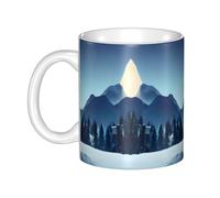 WHJDPP Tasse en céramique avec image de forêt enneigée pour cappuccino, latte, céréales, yaourt, lait, boissons chaudes ou froides, four à micro-ondes