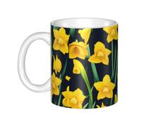 WHJDPP Tasse en céramique avec image de jonquille pour cappuccino, latte, céréales, yaourt, lait, boissons chaudes ou froides, four à micro-ondes