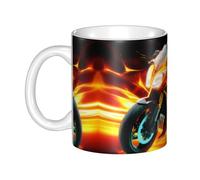 WHJDPP Tasse en céramique avec image de moto pour cappuccino, latte, céréales, yaourt, lait, boissons chaudes ou froides, four à micro-ondes