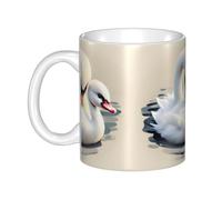 WHJDPP Tasse en céramique avec image de petit cygne pour cappuccino, latte, céréales, yaourt, lait, boissons chaudes ou froides, four à micro-ondes