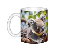 WHJDPP Tasse en céramique avec image de petit koala pour cappuccino, latte, céréales, yaourt, lait, boissons chaudes ou froides, four à micro-ondes