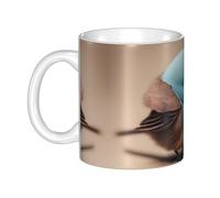 WHJDPP Tasse en céramique avec image de petit oiseau mignon pour cappuccino, latte, céréales, yaourt, lait, boissons chaudes ou froides, four à micro-ondes