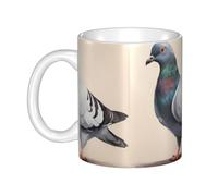 WHJDPP Tasse en céramique avec image de pigeon, pour cappuccino, latte, céréales, yaourt, lait, boissons chaudes ou froides, four à micro-ondes