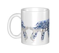 WHJDPP Tasse en céramique avec image de pistolet pour cappuccino, latte, céréales, yaourt, lait, boissons chaudes ou froides, four à micro-ondes