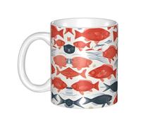 WHJDPP Tasse en céramique avec image de poisson mignon pour cappuccino, latte, céréales, yaourt, lait, boissons chaudes ou froides, four à micro-ondes