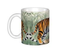 WHJDPP Tasse en céramique avec image de tigre pour cappuccino, latte, céréales, yaourt, lait, boissons chaudes ou froides, four à micro-ondes