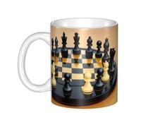 WHJDPP Tasse en céramique avec image d'échecs internationale pour cappuccino, latte, céréales, yaourt, lait, boissons chaudes ou froides, four à micro-ondes