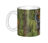 WHJDPP Tasse en céramique avec image du tigre du Bengale pour cappuccino, latte, céréales, yaourt, lait, boissons chaudes ou froides, four à micro-ondes