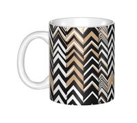 WHJDPP Tasse en céramique avec image en zigzag pour cappuccino, latte, céréales, yaourt, lait, boissons chaudes ou froides, four à micro-ondes