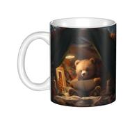 WHJDPP Tasse en céramique avec inscription « A little bear learning knowledge » pour cappuccino, latte, céréales, yaourt, lait, boissons chaudes ou froides, four à micro-ondes
