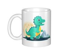 WHJDPP Tasse en céramique avec inscription « Little Dinosaur next to the moon » pour cappuccino, latte, céréales, yaourt, lait, boissons chaudes ou froides, four à micro-ondes
