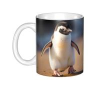 WHJDPP Tasse en céramique avec inscription « Little Penguin Learning to Walk » pour cappuccino, latte, céréales, yaourt, lait, boissons chaudes ou froides, four à micro-ondes