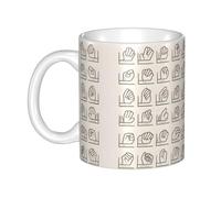 WHJDPP Tasse en céramique avec inscription « Sign Language Alphabet » pour cappuccino, latte, céréales, yaourt, lait, boissons chaudes ou froides, four à micro-ondes