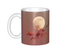 WHJDPP Tasse en céramique avec inscription « The moon on the branches » pour cappuccino, latte, céréales, yaourt, lait, boissons chaudes ou froides, four à micro-ondes