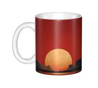WHJDPP Tasse en céramique avec inscription « The red sun in the desert » pour cappuccino, latte, céréales, yaourt, lait, boissons chaudes ou froides, four à micro-ondes