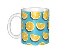 WHJDPP Tasse en céramique avec motif de quartiers de citron pour cappuccino, latte, céréales, yaourt, lait, boissons chaudes ou froides, four à micro-ondes