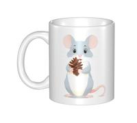 WHJDPP Tasse en céramique avec motif écureuil pomme de pin pour cappuccino, latte, céréales, yaourt, lait, boissons chaudes ou froides, four à micro-ondes