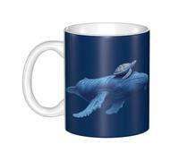 WHJDPP Tasse en céramique avec motif tortue sur une baleine pour cappuccino, latte, céréales, yaourt, lait, boissons chaudes ou froides, four à micro-ondes