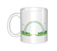 WHJDPP Tasse en céramique avec motif trèfle arc-en-ciel pour cappuccino, latte, céréales, yaourt, lait, boissons chaudes ou froides, four à micro-ondes