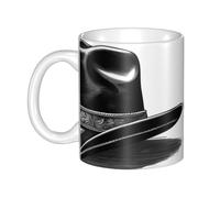 WHJDPP Tasse en céramique Cowboy avec chapeau noir bottes occidentales pour cappuccino, latte, céréales, yaourt, lait, boissons chaudes ou froides, four à micro-ondes