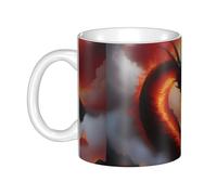 WHJDPP Tasse en céramique Dragon On Volcano pour cappuccino, latte, céréales, yaourt, lait, boissons chaudes ou froides, four à micro-ondes
