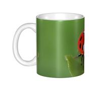 WHJDPP Tasse en céramique imprimée coccinelle rouge pour cappuccino, latte, céréales, yaourt, lait, boissons chaudes ou froides, four à micro-ondes
