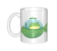 WHJDPP Tasse en céramique Little Frog in the Submarine pour cappuccino, latte, céréales, yaourt, lait, boissons chaudes ou froides, four à micro-ondes