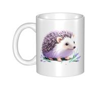 WHJDPP Tasse en céramique motif petit hérisson à la lavande pour cappuccino, latte, céréales, yaourt, lait, boissons chaudes ou froides Four à micro-ondes