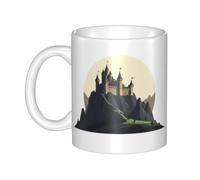 WHJDPP Tasse en céramique « The Castle on top of the hill » - Pour cappuccino, latte, céréales, yaourt, lait, boissons chaudes ou froides - Four à micro-ondes