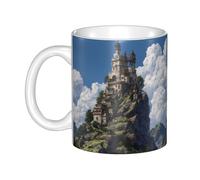 WHJDPP Tasse en céramique « The Castle on top of the hill » - Pour cappuccino, latte, céréales, yaourt, lait, boissons chaudes ou froides - Four à micro-ondes