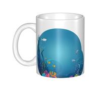 WHJDPP Tasse en céramique The Happy World of Little Fish pour cappuccino, latte, céréales, yaourt, lait, boissons chaudes ou froides, four à micro-ondes