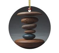 WHJDPP The Art of Balance Arbre de Noël en céramique à suspendre rond pour décoration de boutiques, portes et fenêtres