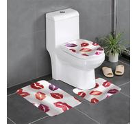 WHJDPP The Beauty of Lipstick Marks Lot de 3 tapis antidérapants rectangulaires en forme de U et ovales pour toilettes, coiffeuse et baignoire 61 x 40,6 cm