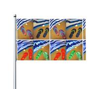 WHJDPP Tongs imprimées - Drapeau de décoration d'extérieur de 0,9 x 1,5 m - Bannière en polyester durable pour cour, terrasse, porche et présentations festives - Couleurs vives et installation facile