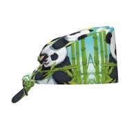 WHJDPP Two Happy Pandas Bonnet de travail pour homme et femme Pour chirurgie, allaitement Noir