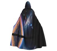 WHJDPP Un univers fascinant imprimé Halloween Cape Cape à capuche pour adulte avec nœud papillon pour fêtes costumées, cosplay